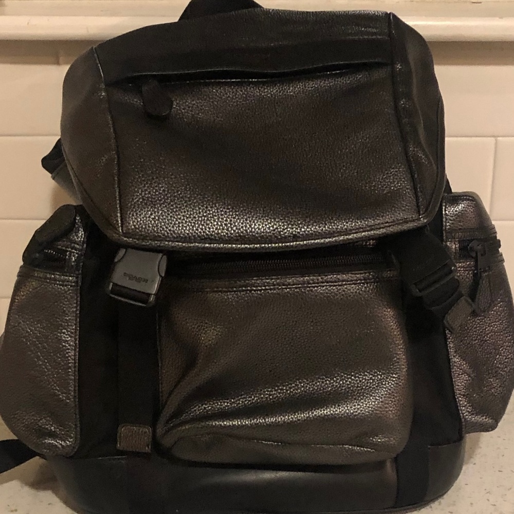 Coach Gunmetal Gray Trek Leather Backpack